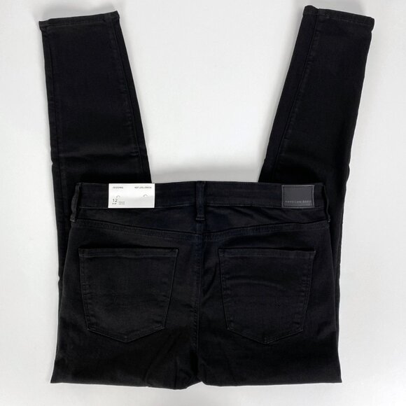 American Eagle Y2K Mid Low Rise Jeggings Black Skinny Jeans 12 Stretchy Slimming - Picture 6 of 12